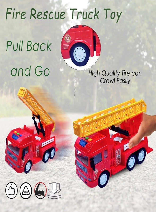 NVF Pull Back Vehicles Fire Rescue Truck Toy, Friction Power Trucks for 3+ Years Old Boys and Girls, Vehicles Truck Toys for Kids, Light and Sound Toys - Multicolor - Image 3